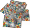 MACKENZIE-CHILDS Set of 4 Cork-Back Placemats, Hard-Finish Table Mats, Courtly Flower Market