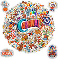 100 PCS Carnival Circus Stickers Pack, Vinyl Waterproof Decals of Clowns Popcorn Ferris Wheel Elephants, Fun Gift for Students Teens Adults Birthday Laptop Bottle Scrapbook Birthday Christmas