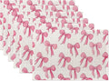 Pink Cute Bow Placemats Set of 6,Dinner Table Mats Non-Slip Washable Mats for Kitchen Dinner Party Tablemat 12x18Inch