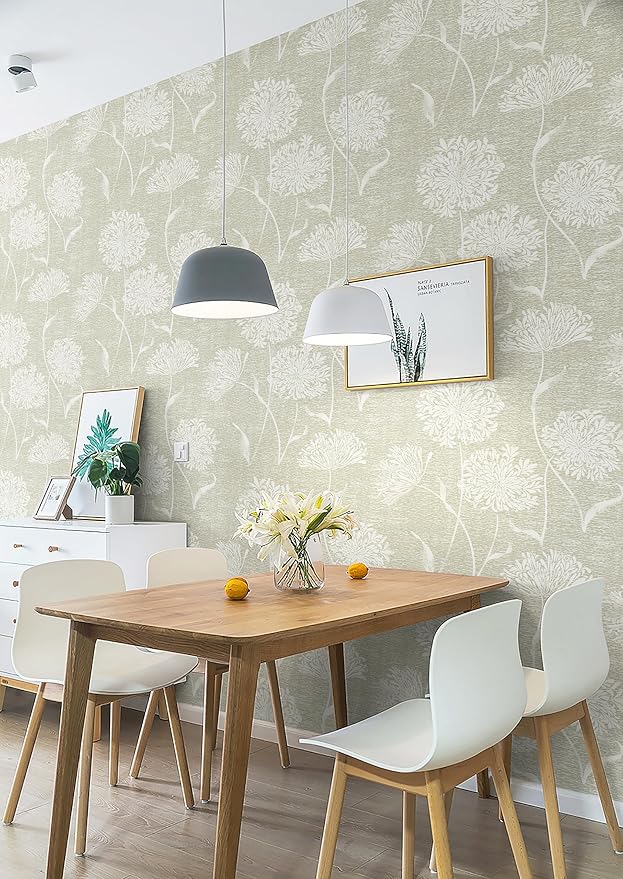 Safiyya Peel and Stick Wallpaper Faux Grasscloth Floral Contact Paper Beige Fabric Wall Paper Modern Linen Neutral Self Adhesive Removable Wallpaper for Bedroom 78.7"x17.3" Vinyl Rolls