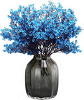 10pcs Babys Breath Artificial Flowers With Vase Gypsophila Bouquet Bulk Fake Spring Silk Flowers Real Touch Faux Floral for Home Bedroom Kitchen Garden Wedding Christmas Party Decor (Blue)