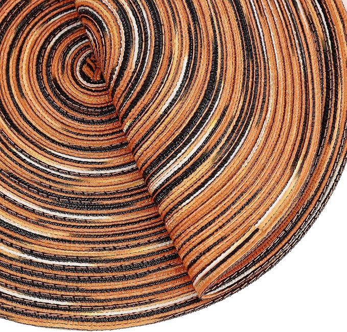 Youyi Better Lifes Halloween Round Braided Placemats Set of 8 Colorful Washable Durable Placemats Non-Slip 15 Inch Black-Orange Woven Table Mats for Dining Tables Holiday Party Decoration