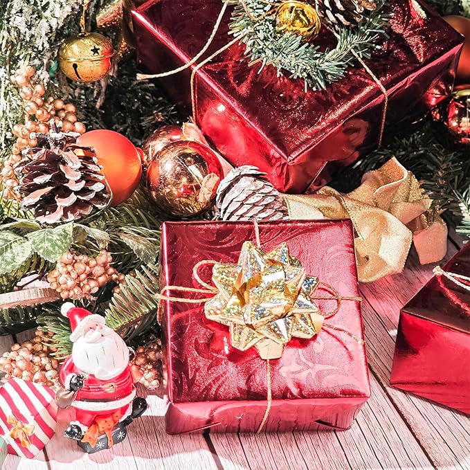 LeZakaa 3D Embossed Floral Foil Gift Wrapping Paper, Vintage Flower Metallic Foil for Birthday Christmas Party Holiday Gift Wrap, for DIY Crafts Scrapbook, Large Roll 30 inch x 32.8 Ft(Red)