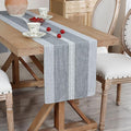 Farmhouse Braided Striped Table Runner Rustic Embroidery Coffee Table Runners for Decorations Weddings Holiday Grey 13x48inch