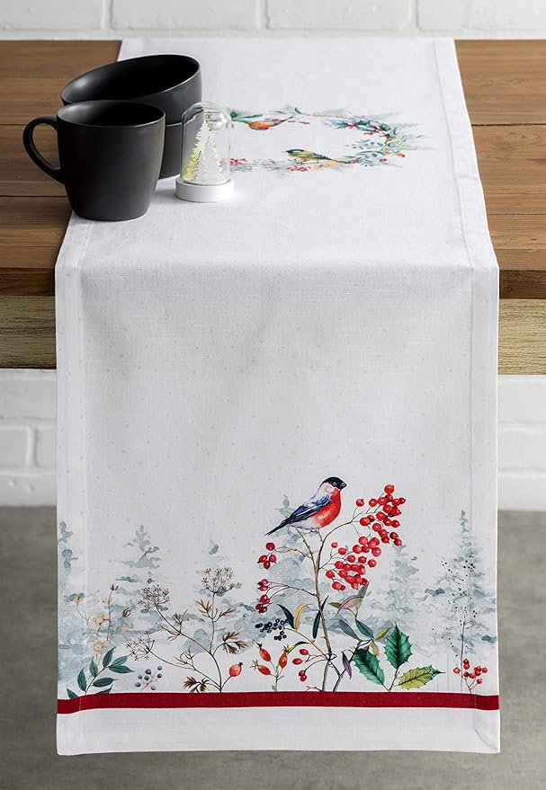 Maison d' Hermine Table Runner 100% Cotton Single Layer Table Runners 72 inches Long for Thanksgiving Christmas Decorations Home Kitchen Dining Party Wedding (Morzine, 14.5" x 72")