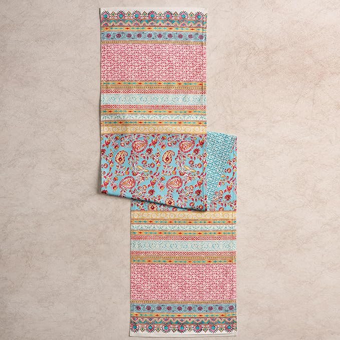Maison d' Hermine Tablerunners 100% Combed Cotton Premium Table Runner Decorative Table Cover for Home, Kitchen, Dining, Parties & Camping, Lauris , Double Layer - (14.5"x72")
