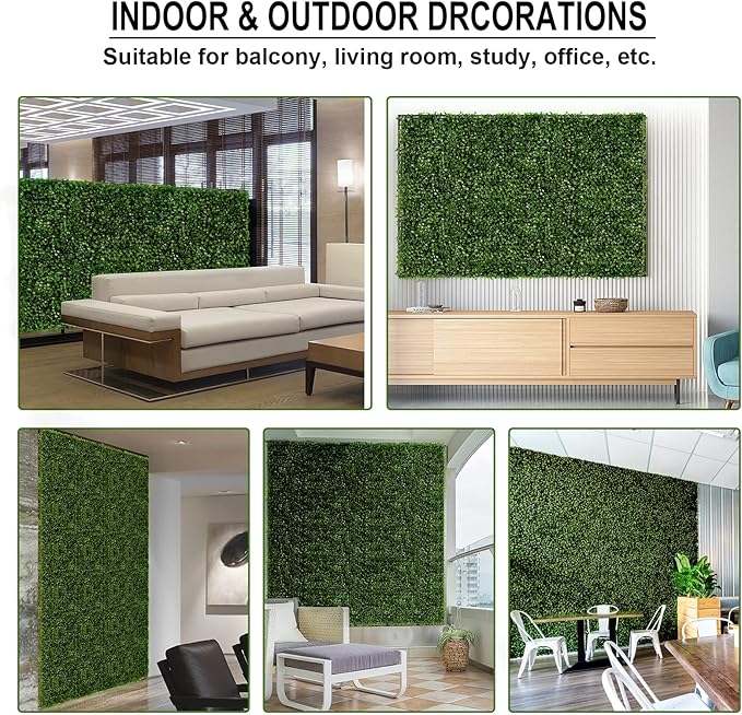 12 Pieces 24"x 16" Artificial Boxwood Panel, Grass Wall Panel, Boxwood Hedge Wall Panels UV Protected Suitable for Artificial Green Wall Decor, Fence Garden Wedding Backyard Decor