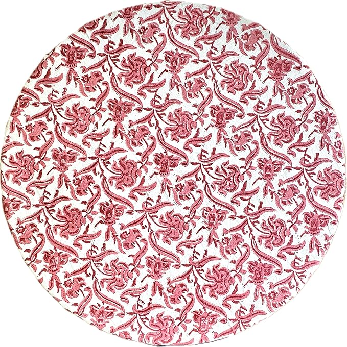 ATOSII Red Bloom 100% Cotton Round Boho Fall Tablecloth, Handblock Floral Table Cloth Linen for Kitchen Dining I Parties Wedding Outdoors Thanksgiving Easter Picnic I Fall Home Decor 90" Inches Round