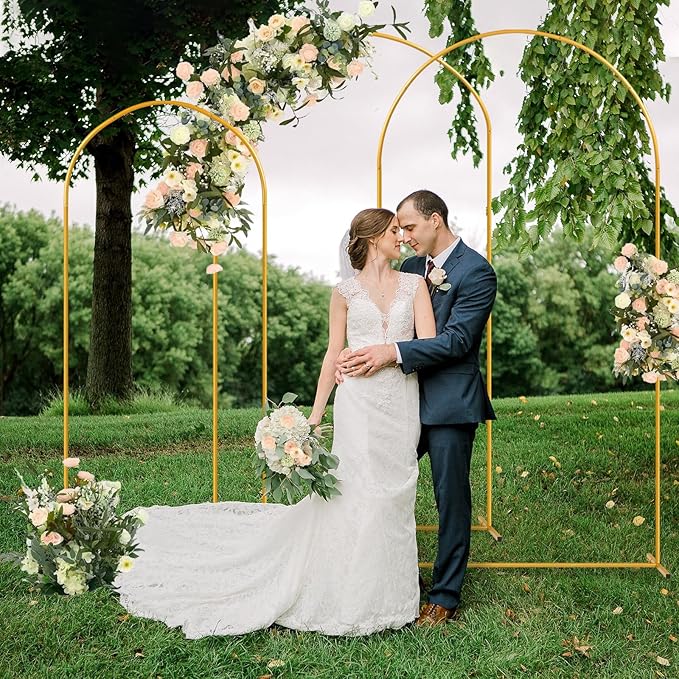 Tamodan 3 Pack Metal Wedding Arch (7.2ft+6.6ft+6ft) - Tool-Free Assembly | Photo Booth Backdrop for Outdoor Weddings, Engagement Shoots, Baby Showers, Balloon Arch (Incl. Ground Stakes)