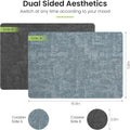 Placemats Set of 6, Faux Leather Heat Resistant Wipeable Placemats, Dual Sided Waterproof Washable Table Mats with Coaster, Suitable for Kitchen, Dining, Table Decor (6, Black Light Blue)