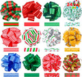 JOYIN 24 PCS Christmas Wrap Ribbon Pull Bows (5" Wide); Easy and Fast Gift Wrapping Accessory for Presents, Bows, Baskets, Wine Bottles Decoration, Xmas Gift Wrapping and Decoration Present