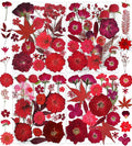 150PCS Red Dried Pressed Flowers with Butterfly Stickers - YouthBro Real Nature Flowers Herb Set for Resin DIY Jewelry Candle Soap Vase Making Nail Card Scrapbook Art Craft Floral Decors