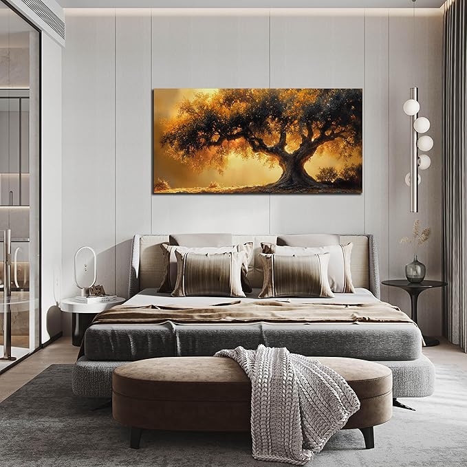 Tree Art Wall Decor for Living Room - Natural Landscape Canvas Wall Art for Office - Tree Art Work for Bedroom Walls Size 29" x 59"