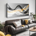 JuhaiArt Abstract Wall Decor Art Gold Canvas Modern Black Picture White Art for Bedroom Office Decoration 24" x 48"