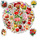 115 PCS Rose and Tulip Stickers Pack, Floral Watercolor Vinyl Waterproof Decals with Roses Tulips Hummingbirds Butterflies, Gift for Teens Adults Laptop Water Bottle Scrapbook