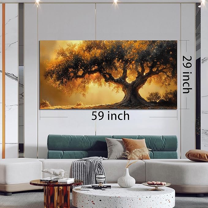 Tree Art Wall Decor for Living Room - Natural Landscape Canvas Wall Art for Office - Tree Art Work for Bedroom Walls Size 29" x 59"