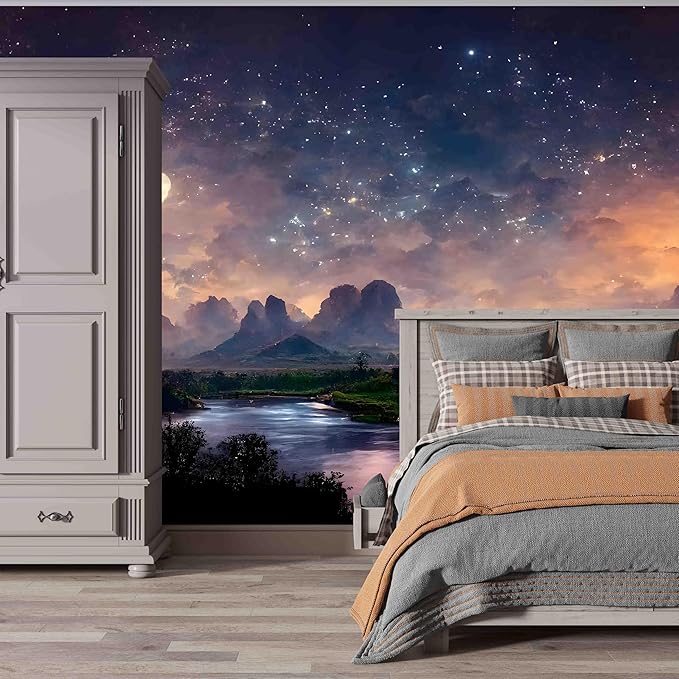 Floral Forest Wall Murals Peel and Stick Forest murals Removable Waterproof Large Wallpaper for Living Room Bedroom (Color-14, 79×55 inch)