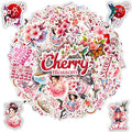 105 PCS Cherry Blossom Stickers Pack, Sakura Floral Pink Vinyl Waterproof Decals, Flower Laptop Water Bottle Scrapbook Sticker Gift for Teens Adults Birthday Christmas