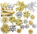 CT CRAFT LLC Gift Bows 22 PCS Set Multi Colored Assorted - Bow x 18 pcs + Kegg Roll x 4 pcs - Silver/Gold, Holiday Christmas Birthday Party Wrapping