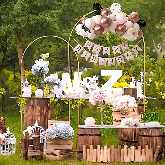 7.2FT Arch Backdrop Stand for Party, Wedding Arch Stand for Ceremony Birthday Party Baby Showers Photo Booth Easy Assembly Supports Flowers Balloons and Decor,Gold