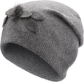 ZLYC Women Floral Slouchy Beanie Hat Double Layer Winter Knit Skull Cap