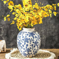 Ceramic Flower Vase, Blue and White Vintage Decorative Vase Chinoiserie Decor Rustic Farmhouse Retro Floral Vases for Table Bookshelf Mantel Kitchen Living Room Office - 7.8inch Blue