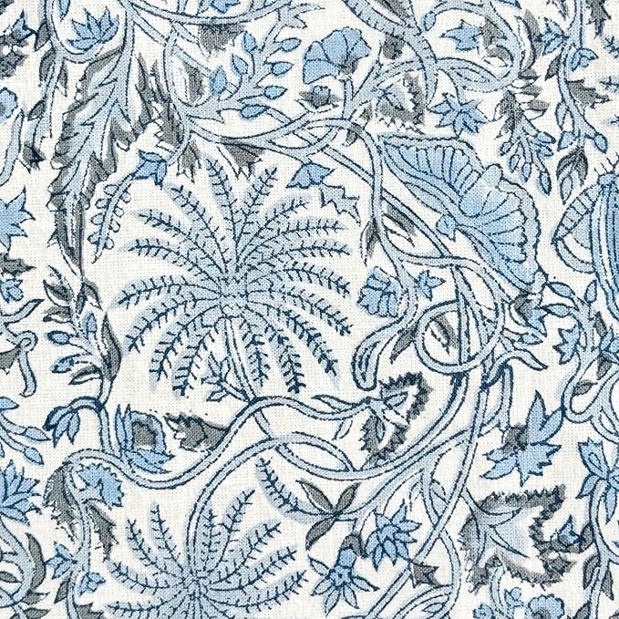 ATOSII Butterfly Blue 100% Cotton Square Summer Tablecloth, Handblock Floral Print Linen Table Cloth for Kitchen Dining I Parties, Weddings, Outdoors, 60 X 60 Inches I 4 Seater