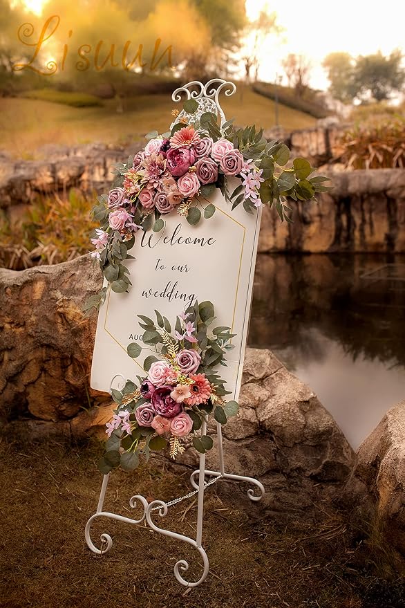 Wedding Arch Flowers, Artificial Flowers for Decoration, Large Flower Swag for Boho Styles Wedding Ceremony Floral Decor - Pack of 2