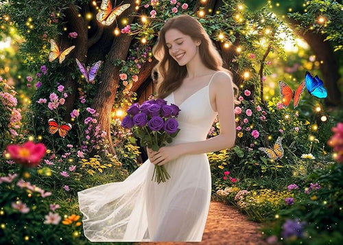 12X10ft Enchanted Forest Backdrop Fairy Tale Garden Wonderland Floral Butterfly Photography Background for Kids Girl Baby Shower Birthday Party Decoration Banner Cake Table Photo Booth Props