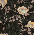 Black Orange Floral Peel and Stick Wallpaper Flowers Contact Paper 17.5"x118" Self Adhesive Waterproof Vintage Dark Floral Wall Paper for Shelf Liner Cabinet Decor