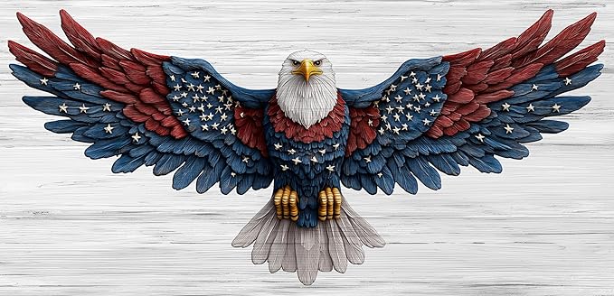 Bald Eagle Canvas Wall Art American Eagle Wall Décor -American Bald Red Blue Flag Canvas Wall Art Usa Independence Day Prints Painting Ready to Hang for Living Room, Bedroom, Office, Dorm '40L" x 20W"