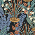 Boho Floral Wallpaper Peel and Stick, Vintage Botanical Wall Paper, Self Adhesive Wall Mural 17.5" x 78.7" Tropical Retro Contact Paper Waterproof for Bedroom Walls Cabinet (Black, Orange, Blue)