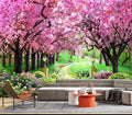 Cliouar-Pink Cherry Tree Flower Wall Mural Wallpaper Peel and Stick 90" x 67"