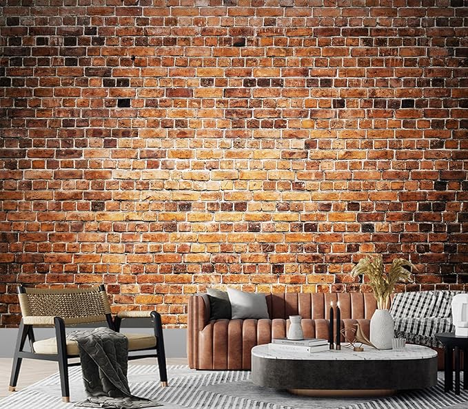 Eierme-Close-up of a Brick Wall Background with Strong Texture Peel and Stick 137" x 102"