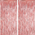 2 Pack Rose Gold Foil Fringe Backdrop Curtains, Tinsel Streamers Birthday Party Decorations, Fringe Backdrop for Graduation, Baby Shower, Gender Reveal, Disco Party