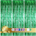 TONIFUL 3Pcs Green Door Streamers,Green Photo Booth Backdrop,Metallic Streamers Green Foil Fringe Curtains for Birthday,Christmas,New Year,St. Patrick's Day Party Streamers Decor(9.9ft x 6.6ft)