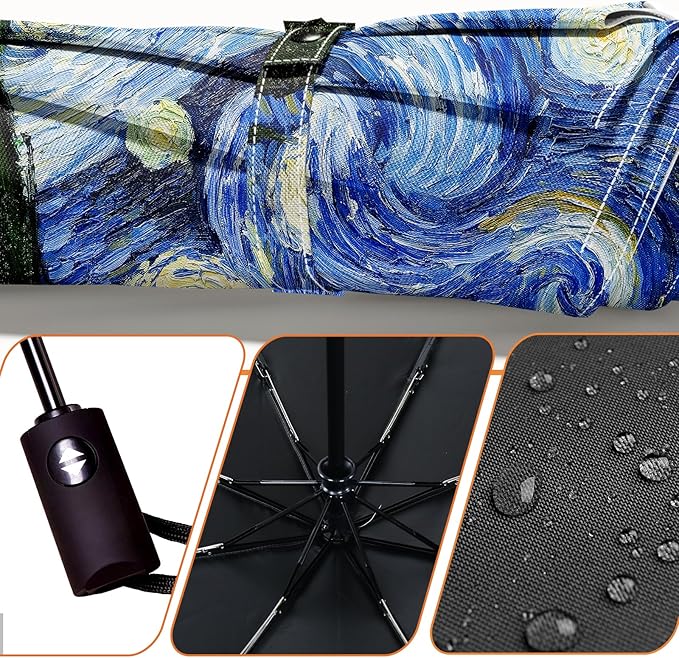Small Compact Travel Automatic Folding Umbrella for Women, Portable Lightweight, Rain, Wind, UV Sun Shade