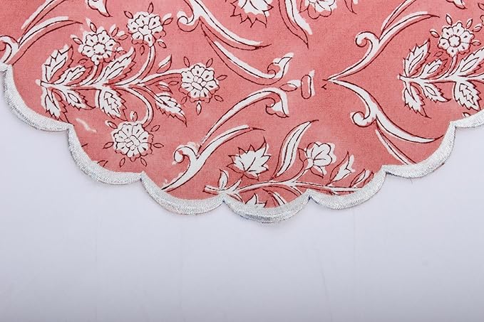 Ridhi Round Block Print Placemats Set of 4 Washable Round Placemats for Kitchen Dining Table 15 inch Round Indoor Cotton Fabric Table Mats