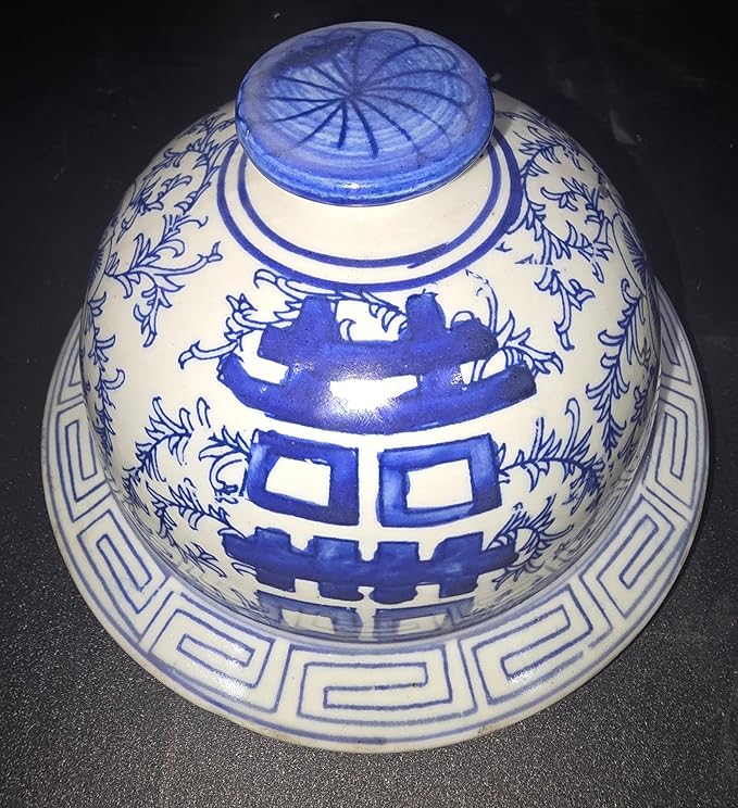 19" Antique Like Finish Blue and White Ginger Jars Porcelain Temple Ceramic Ginger Jar Vase, Double Happiness China Ming Style, Jingdezhen(L16)