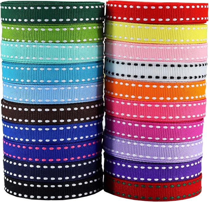 3/8" White Jump Point Grosgrain Ribbons, Perfect for Gift Wrapping Crafts Party Wedding Birthday Decoratio, DIY Crafts Bow Hair Headband Accessories Assorted Ribbon 40yd(20x2yd)