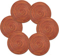 Youyi Better Lifes Round Braided Placemats Set of 6 Colorful Washable Durable Placemats Non-Slip 15 Inch Red-Orange Woven Table Mats for Dining Tables Holiday Party Decoration