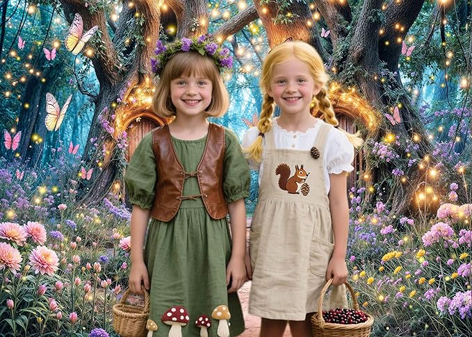 5X3ft Enchanted Forest Backdrop Fairy Enchanted Wonderland Garden Floral Butterfly Photography Background for Kids Girls Baby Shower Birthday Party Decoration Banner Cake Table Photo Booth Props