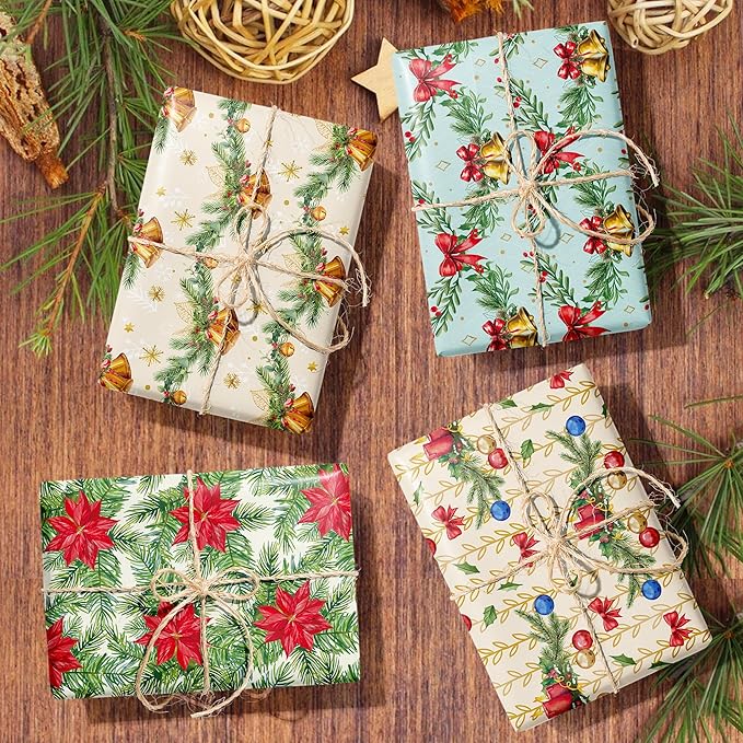 Anor Wishlife Christmas Wrapping Paper,Xmas Wrapping Paper Roll,Holiday Wrapping Paper,20 * 27inch Christmas Party Decorations for Office,Home,Classroom(12pcs)