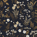 Dark Floral Wallpaper Peel and Stick 17.5in x 118in Navy Gold Leaf Wallpaper Vinyl Waterproof Self-Adhesive Boho Dark Blue Botanical Wall Paper Mural for Bookcase Bedroom Cabinet Decor