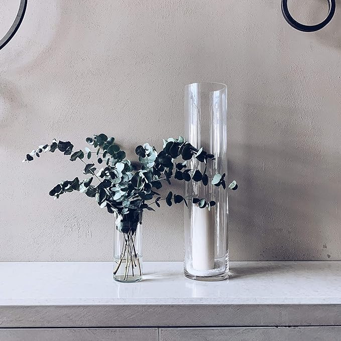 WGV Cylinder Vase Bulk, Diameter 5", Height 18", Clear Glass Floral Planter Container, Tall Centerpiece Arrangement for Wedding Party Event Home Office Decor, 4 Pieces