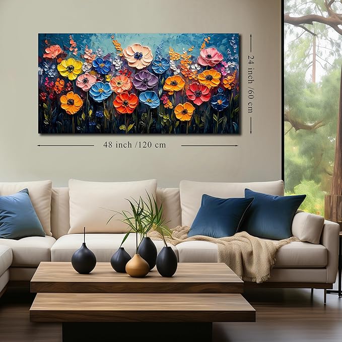 Flower Painting Wall Decor for Bedroom Teen Girl Colorful Paintings for Wall Floral Wall Art for Office Women 24 x 48 Inch
