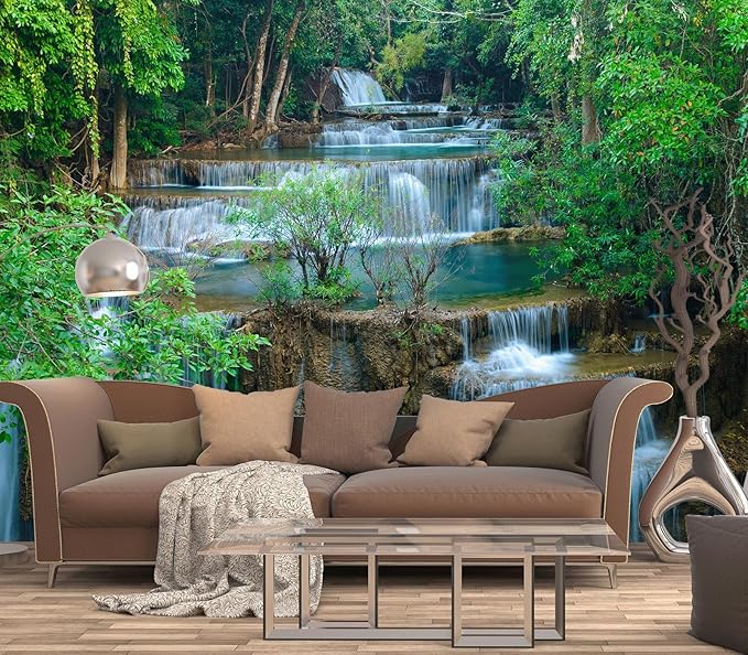 Cliouar-Kanchanaburi Waterfall Mural Wallpaper Peel and Stick 160" x 114"