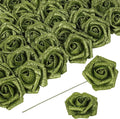 Green Glitter Foam Roses Artificial Flowers 30 PCS Artificial Flowers 2.17 in Glitter Flowers with Stem for DIY Wedding Bridal Bouquet Party Centerpieces Decor(Green)