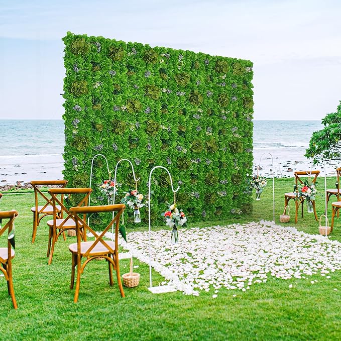 Flower Wall Backdrop 9pcs 16.5x16.5 Inch Flower Wall Decor Artificial Floral Wall Panel Ideal for Wedding Celebrations, Festive Party Birthday Backdrops and Elegant Home Decor