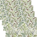 Retro Botanical Placemats Set of 6, 17x12 Inch Rustic Farmhouse Green Leaves Vintage Plants Aesthetic Table Mats for Home Party Kitchen Dining Decor